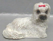 Dollhouse Miniature Lhasa Apso - White - Laying Down